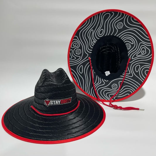 Sun Hat - Stay Dirty - Red/Black Topography