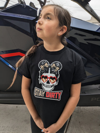 Girls Skull - Stay Dirty - Toddler & Youth Shirt